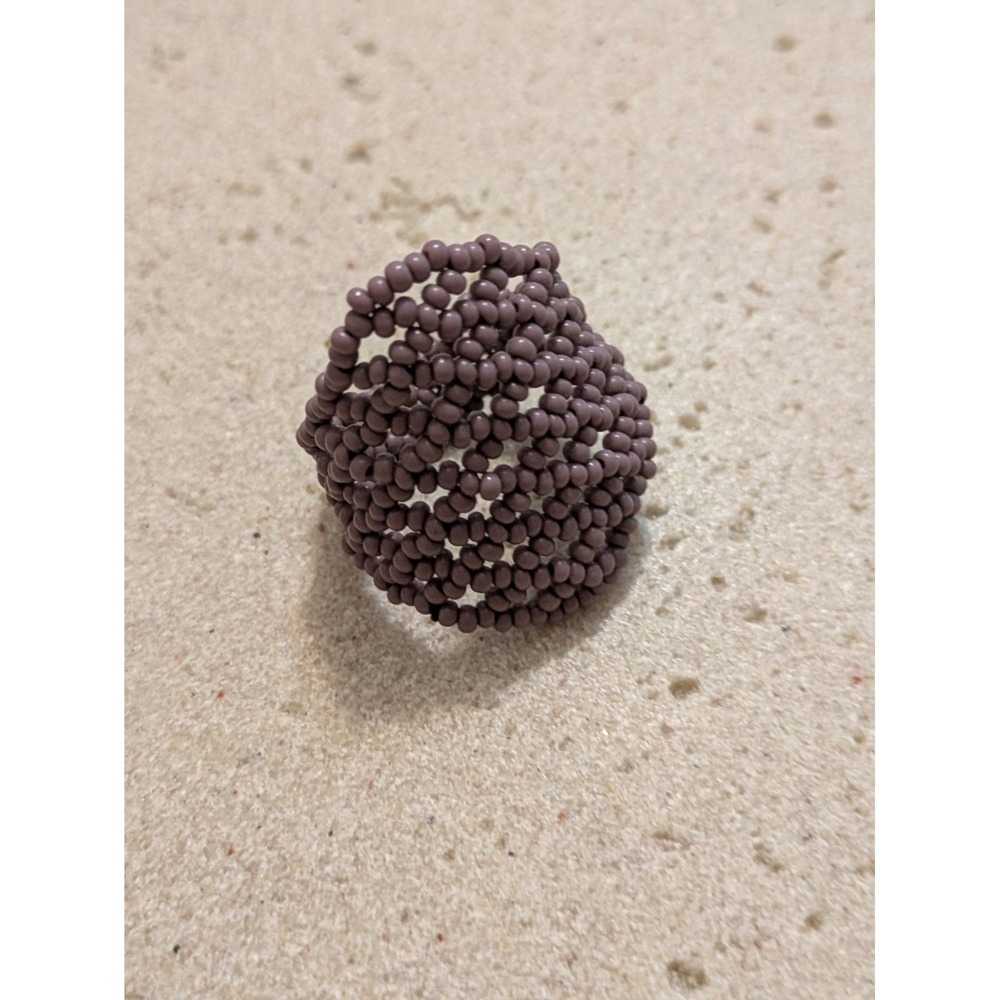 Purple Seed Bead Ring Size 9 Handmade Artsy Artisan Hippie Gypsy Wide Band